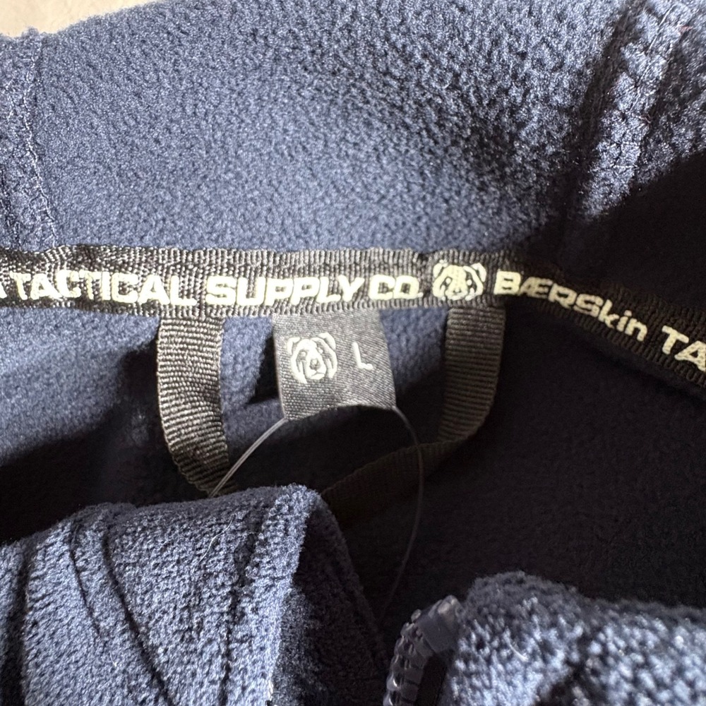 Baerskin Tactical Supply Co Mens Fleece Hoodie Navy Blue Full Zip Jacket Large - Picture 7 of 8